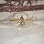 solitaire pear champagne engagement ring.jpeg | Posy Fine Jewellery Toronto